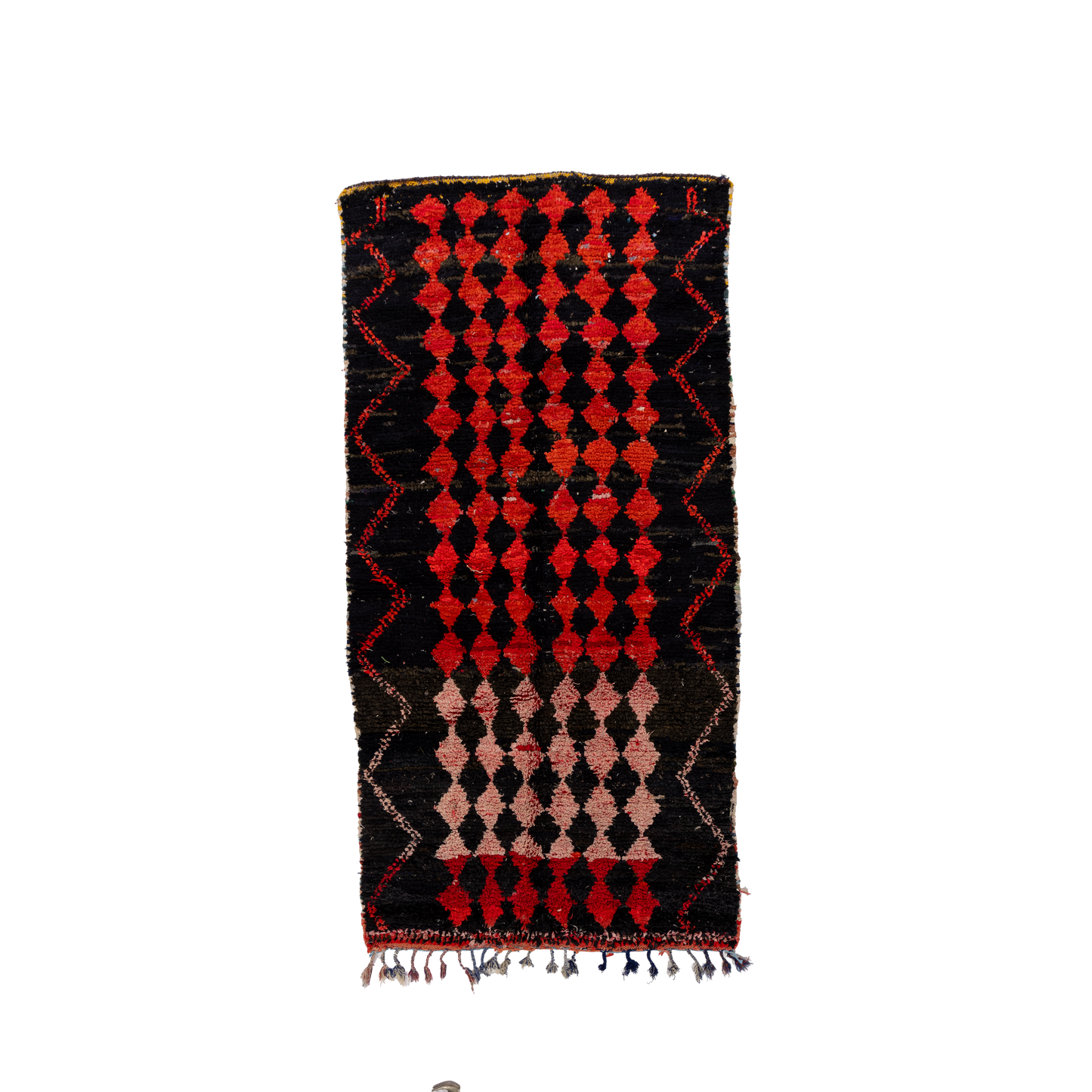 Black with Red and Pink Design Cotton Boucherouite