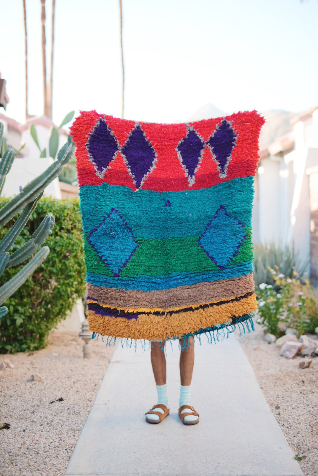 Small Square Multicolored Cotton Boucherouite
