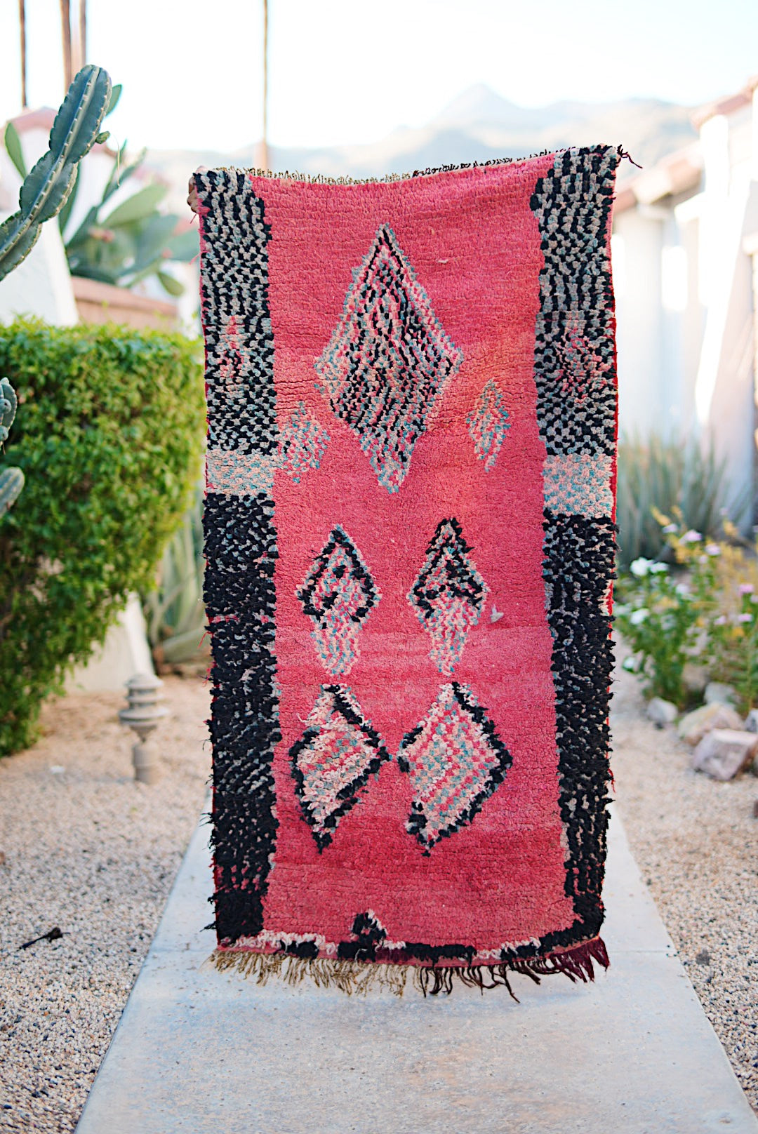 Pink and Black Patterned Cotton + Wool Boujad