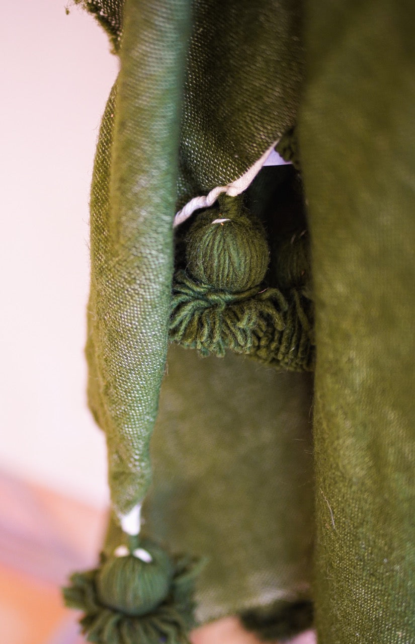 Green Pom-Pom Blanket