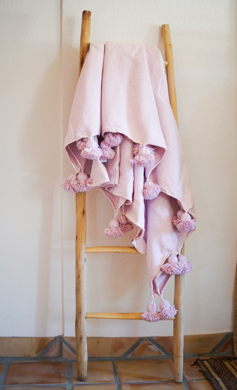 Light Pink Pom-Pom Blanket