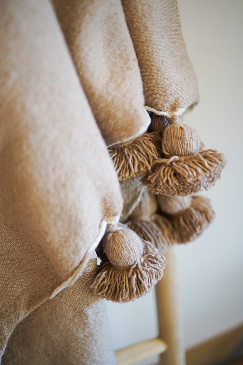 Tan Pom-Pom Blanket