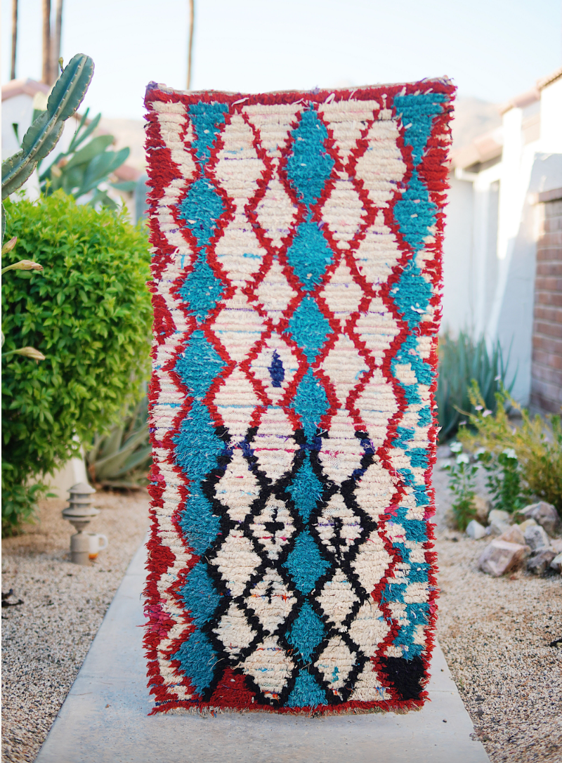 Blue Diamond with Red Border Wool Talsint