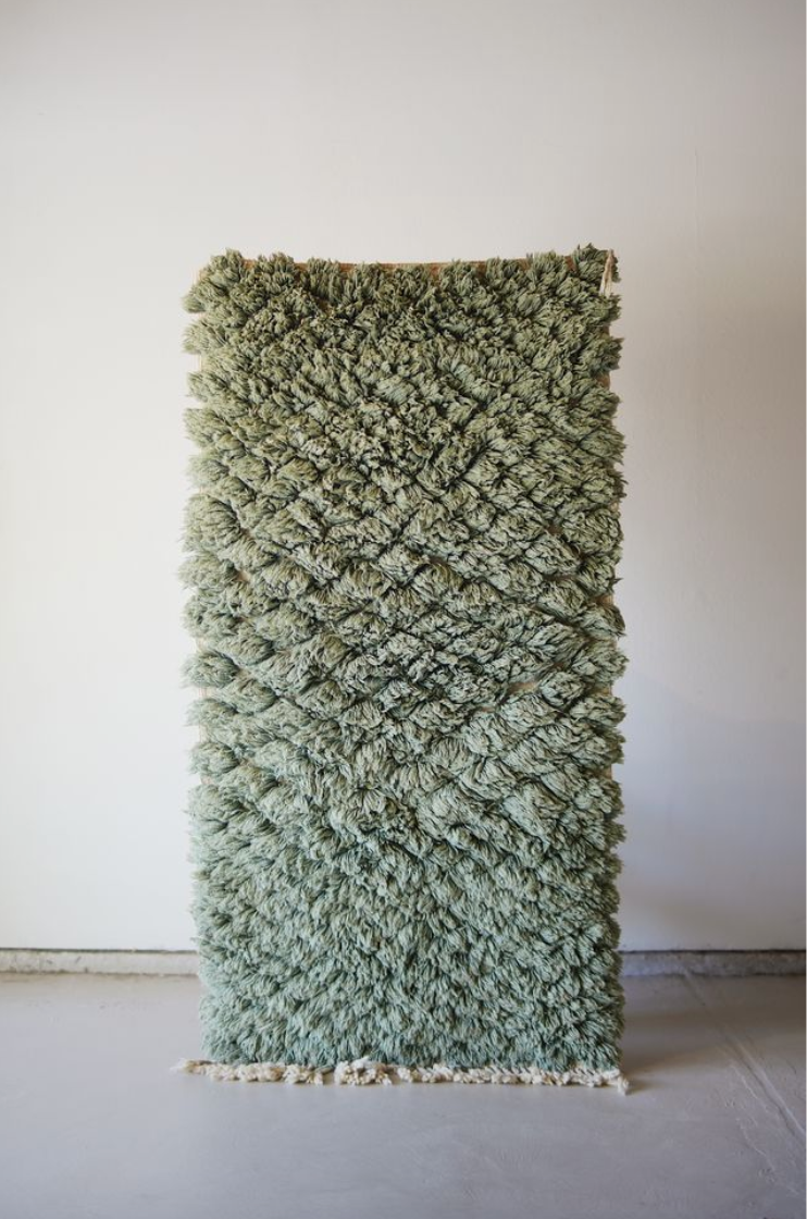 Dusty Teal Textured Shag Wool Rug