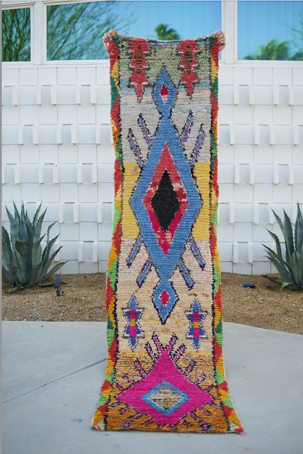 Blue and Red Boucherouite Runner