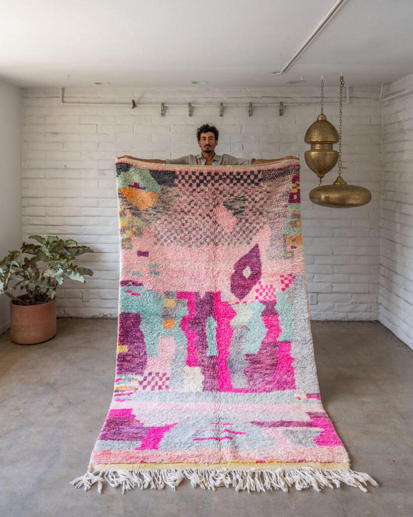 Playful Pink and Teal Soukie Wool Boujad