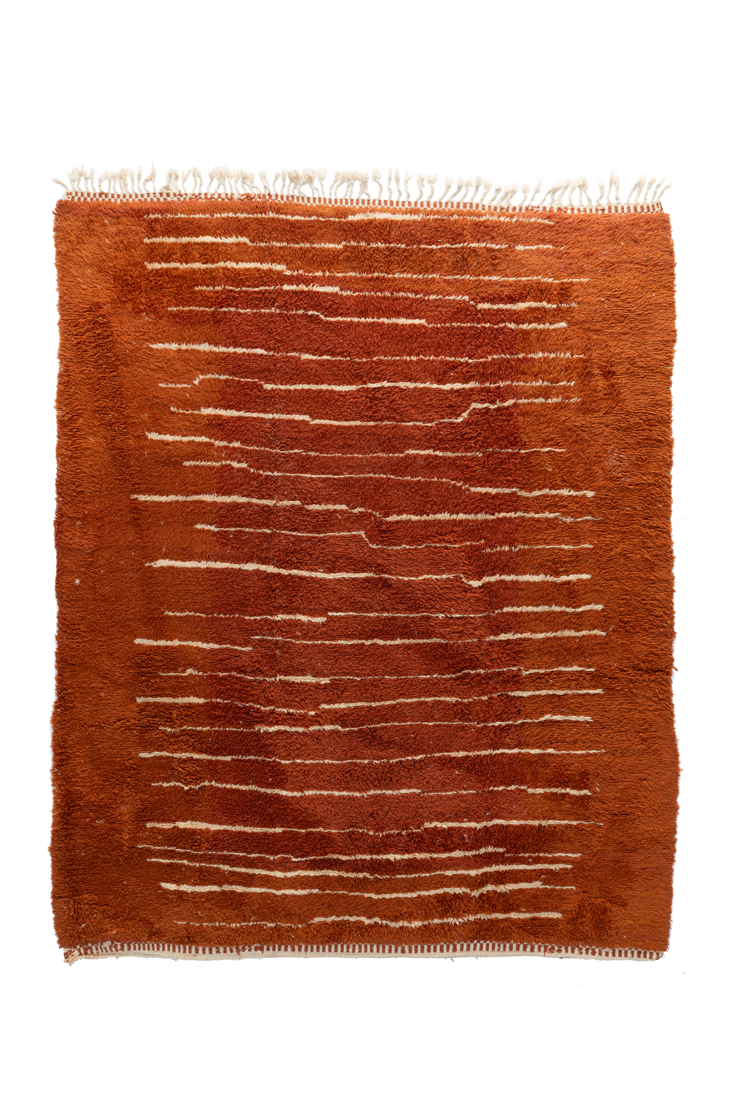 Large Orange with Cream Stripe Wool Custom Contemporary