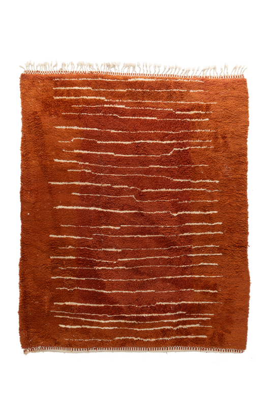 Large Orange with Cream Stripe Wool Custom Contemporary