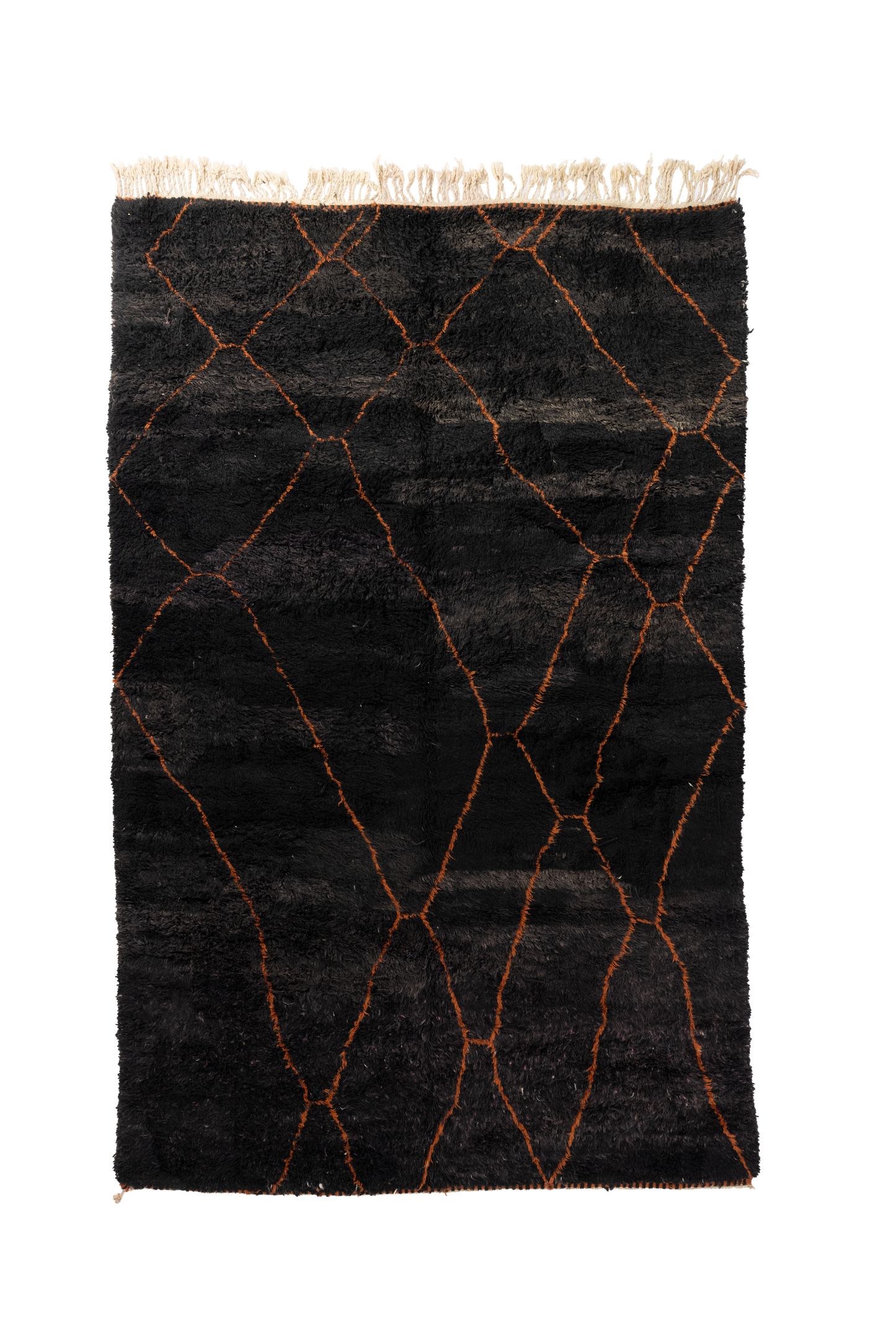 Large Black with Orange Line Design Wool Custom Contemporary