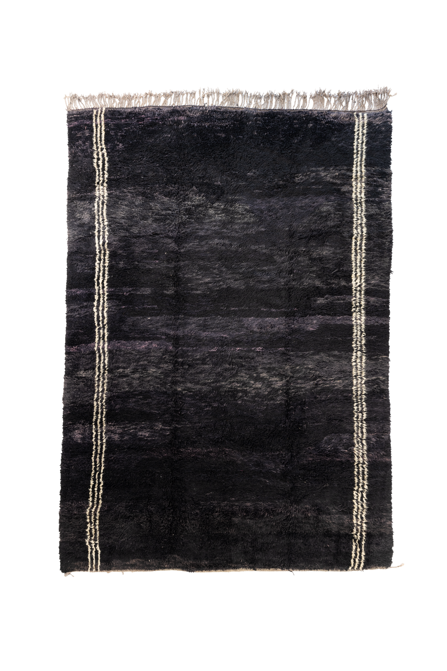Large Black with White Border Wool Custom Contemporary