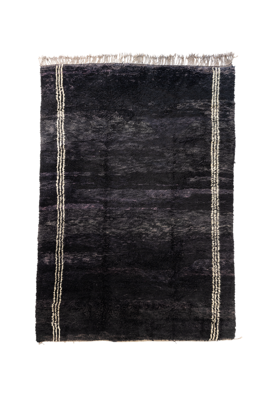 Large Black with White Border Wool Custom Contemporary