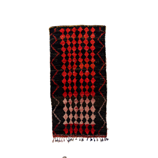 Black with Red and Pink Design Cotton Boucherouite