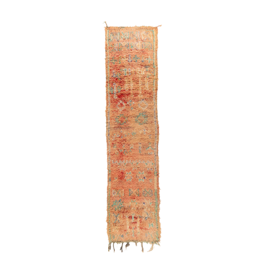Pink Patterned Wool Boujad Runner