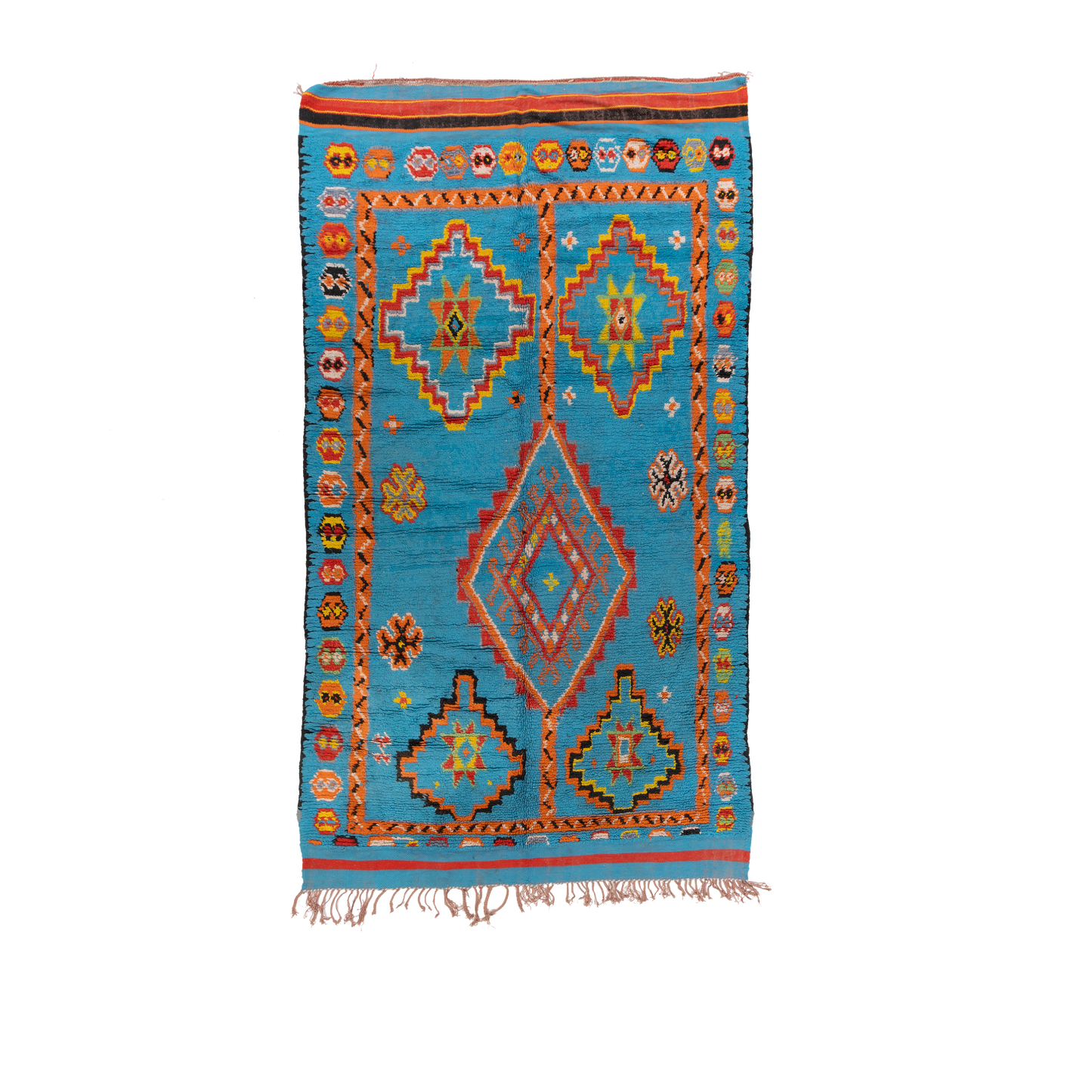 Blue with Red Decor Wool Boujad