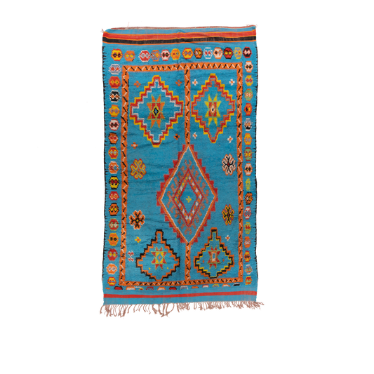 Blue with Red Decor Wool Boujad