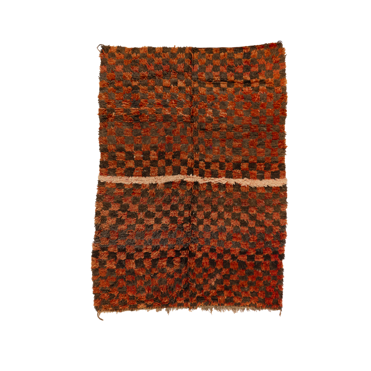 Orange Checkered Medium Cotton Boujad