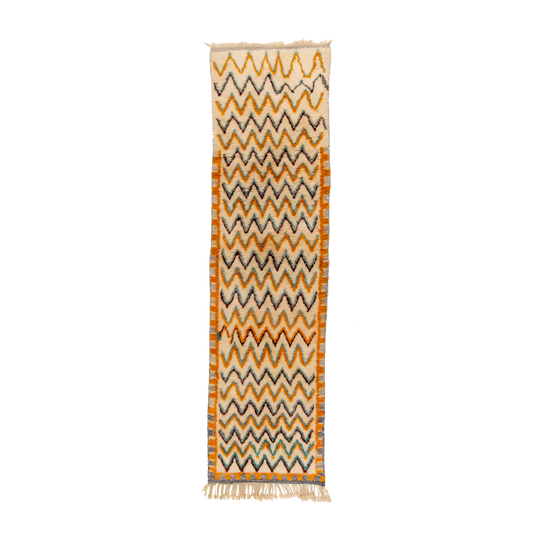 Orange and Black Chevron Print Wool Beni M'rirt Runner