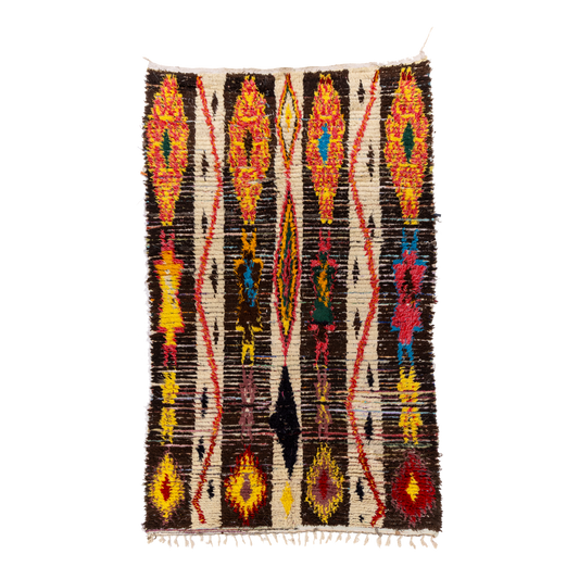 Black and White Stripe with Multicolor Design Cottom + Wool Ourika