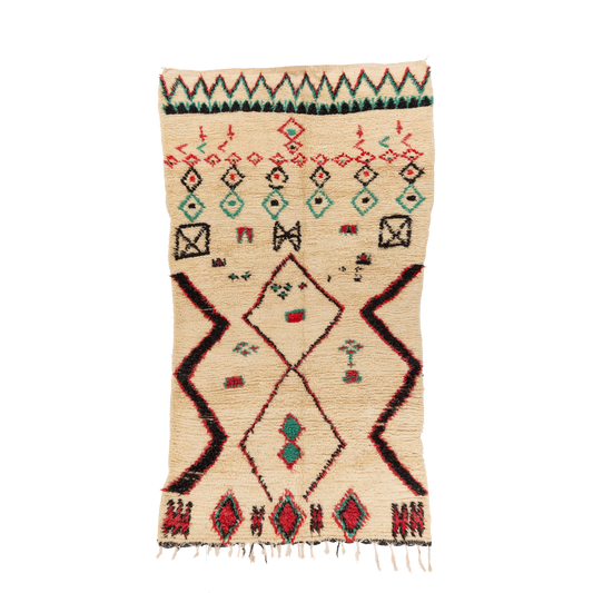 Cream with Misc Pattern Cotton + Wool Boujad
