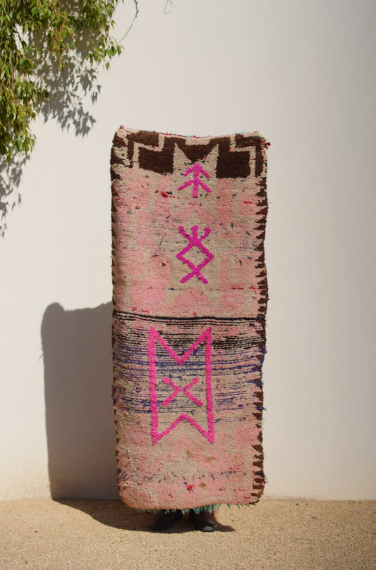 Pink and Brown Design Wool Boujad