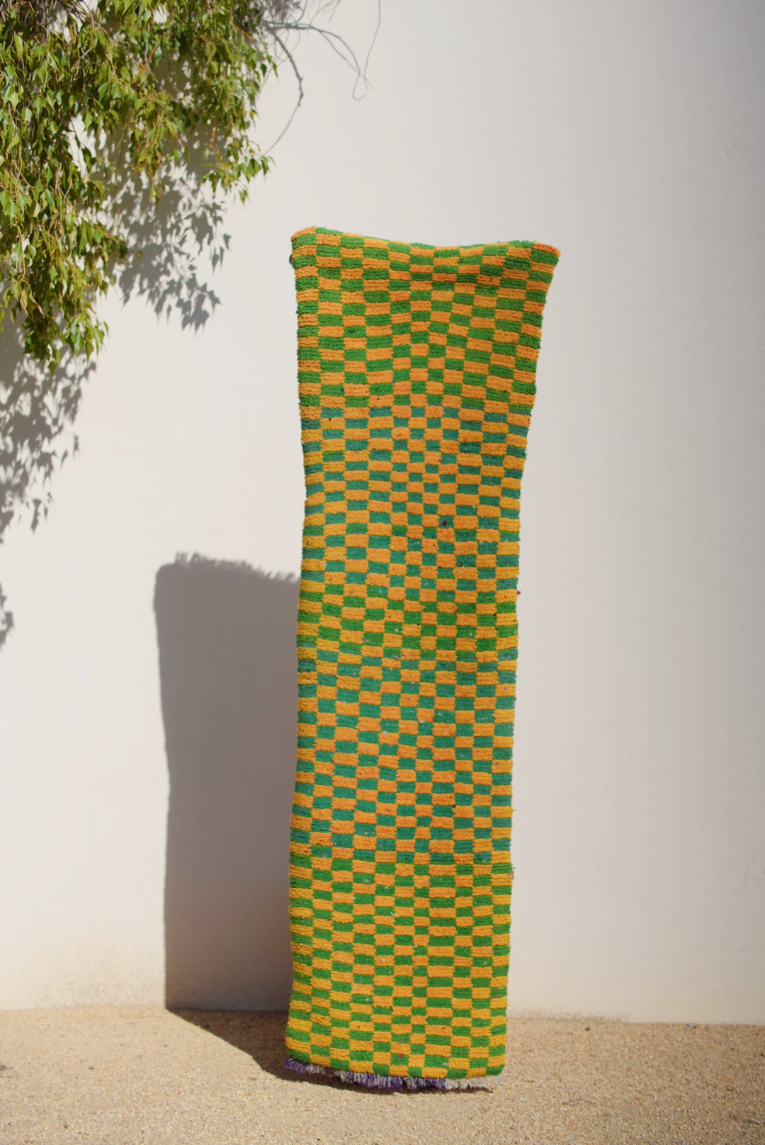 Yellow and Green Checkered Wool Boujad