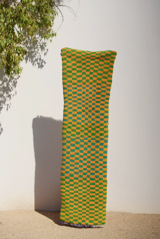 Yellow and Green Checkered Wool Boujad