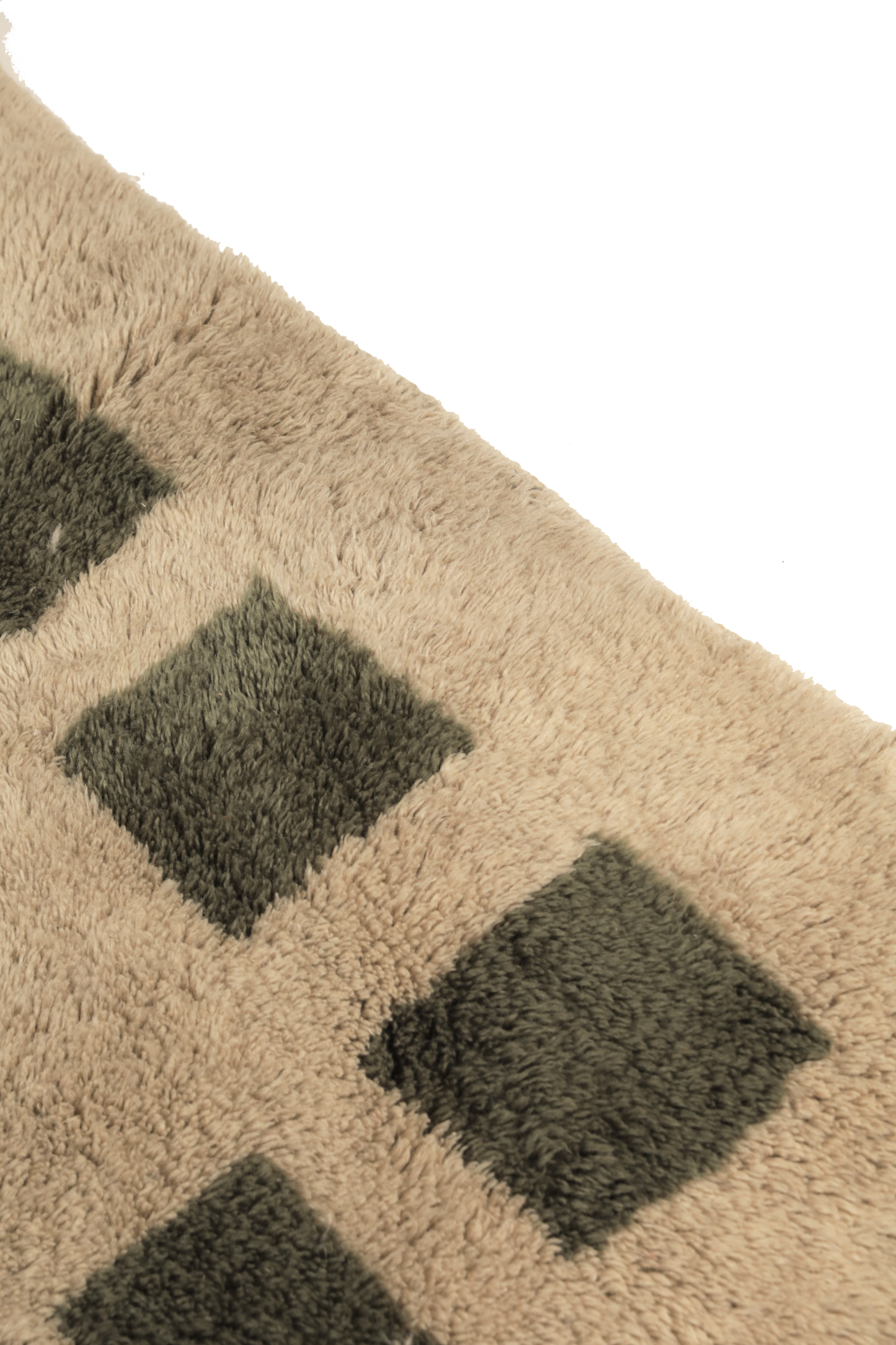Large Cream with Checkered Gray Border Custom Wool Contemporary