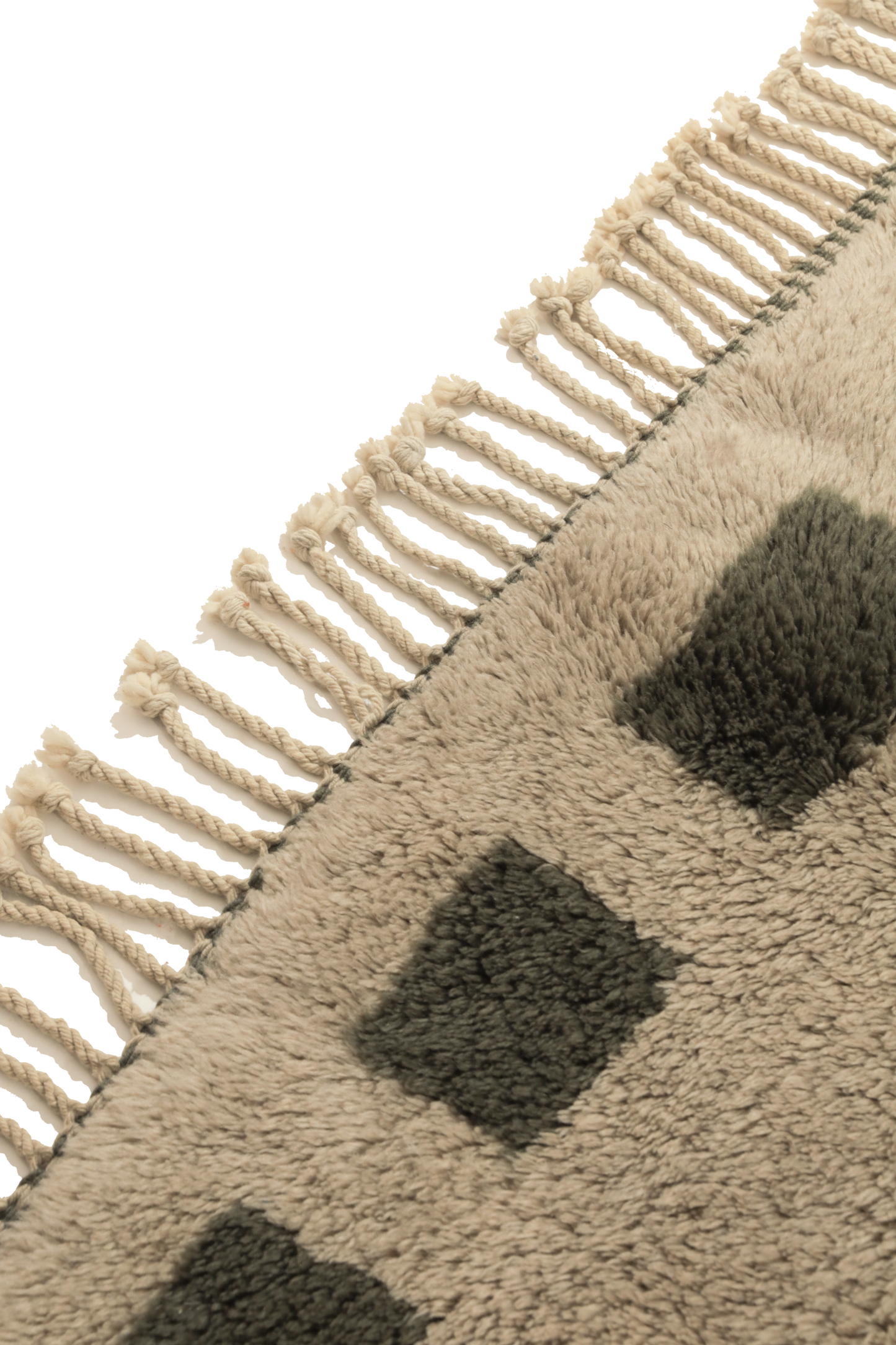 Large Cream with Checkered Gray Border Custom Wool Contemporary