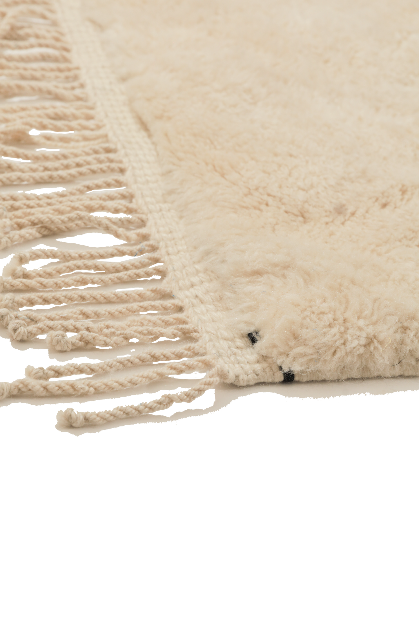 Large Cream with Black Stripe Wool Contemporary Runner