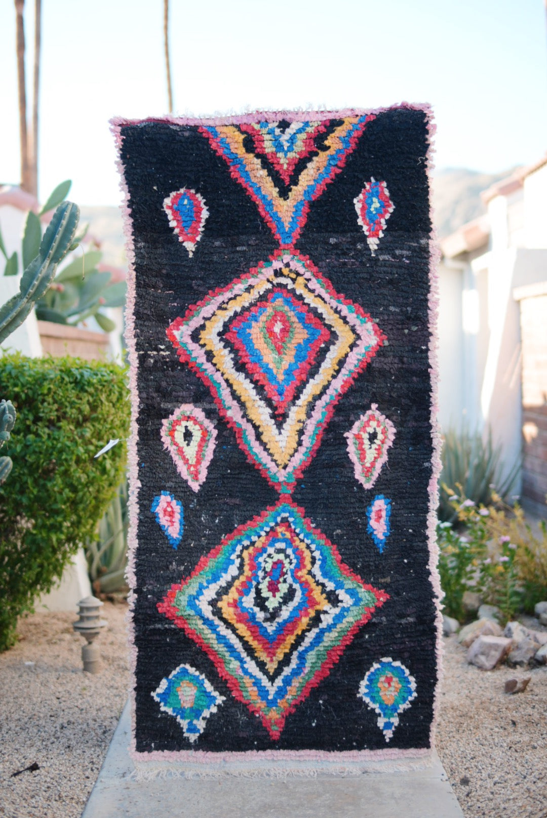 Black with Multicolored Diamond Cotton Boucherouite