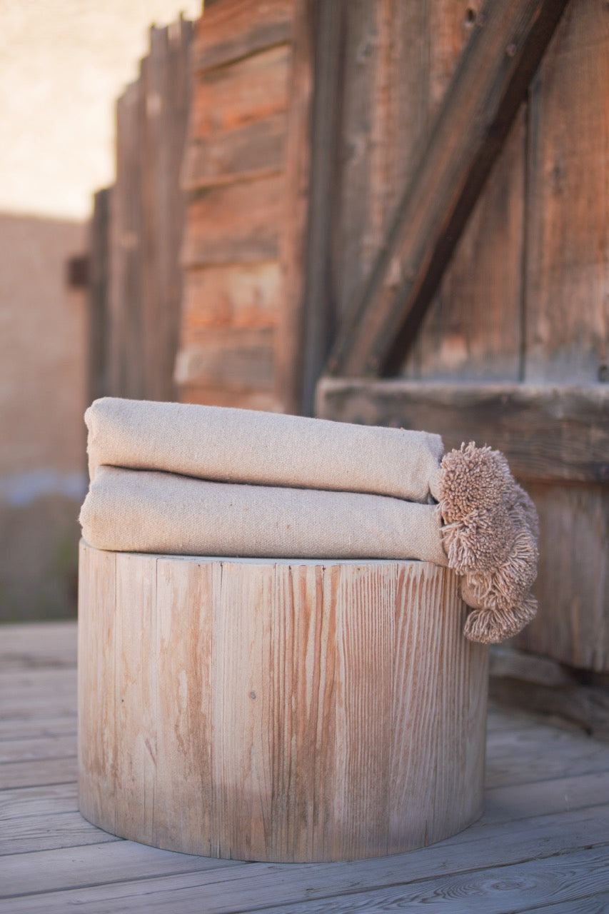 Tan Pom-Pom Blanket