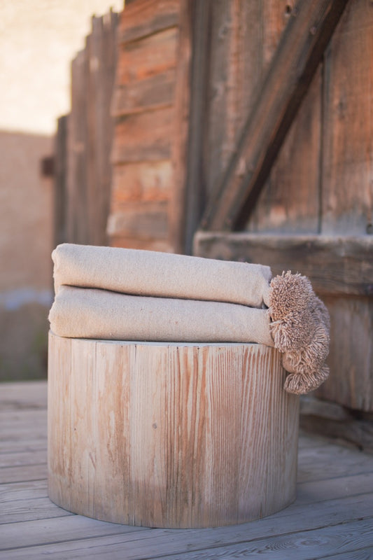 Tan Pom-Pom Blanket