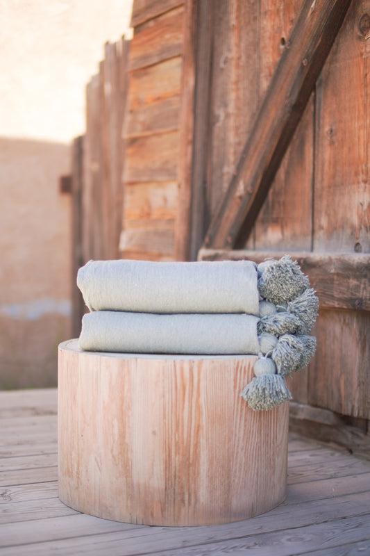 Stone Pom-Pom Blanket