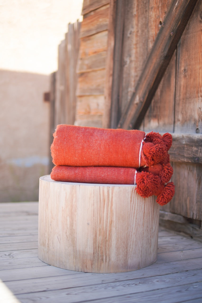 Red Pom-Pom Blanket