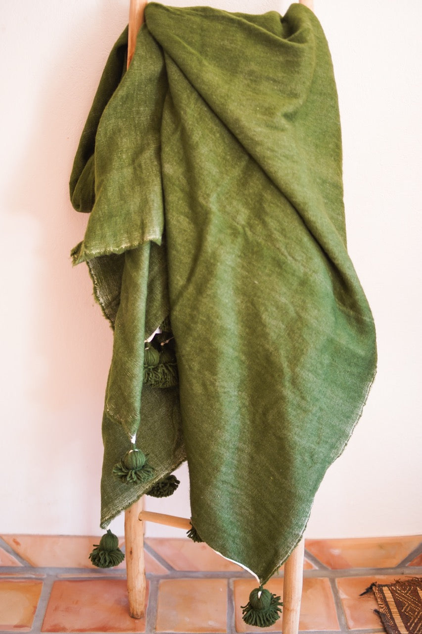 Green Pom-Pom Blanket