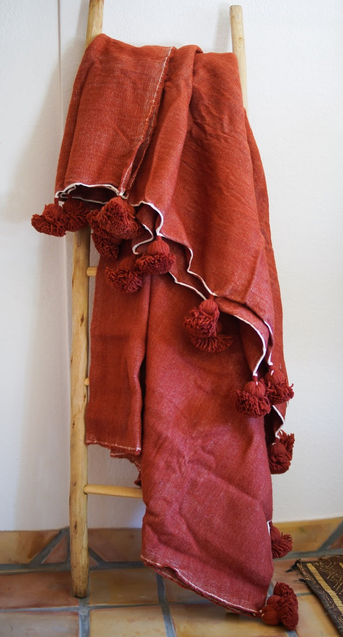Red Pom-Pom Blanket