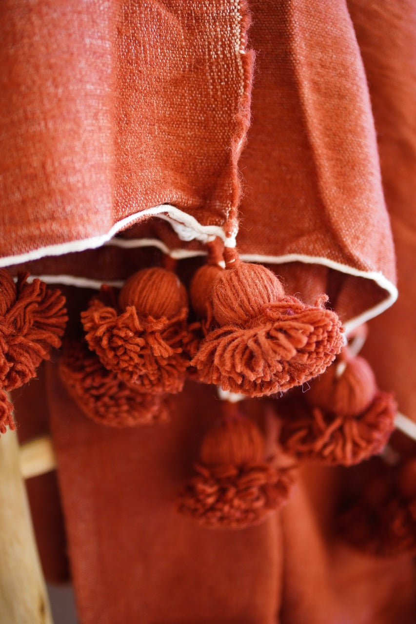 Red Pom-Pom Blanket