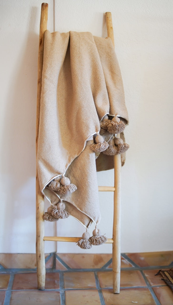 Tan Pom-Pom Blanket