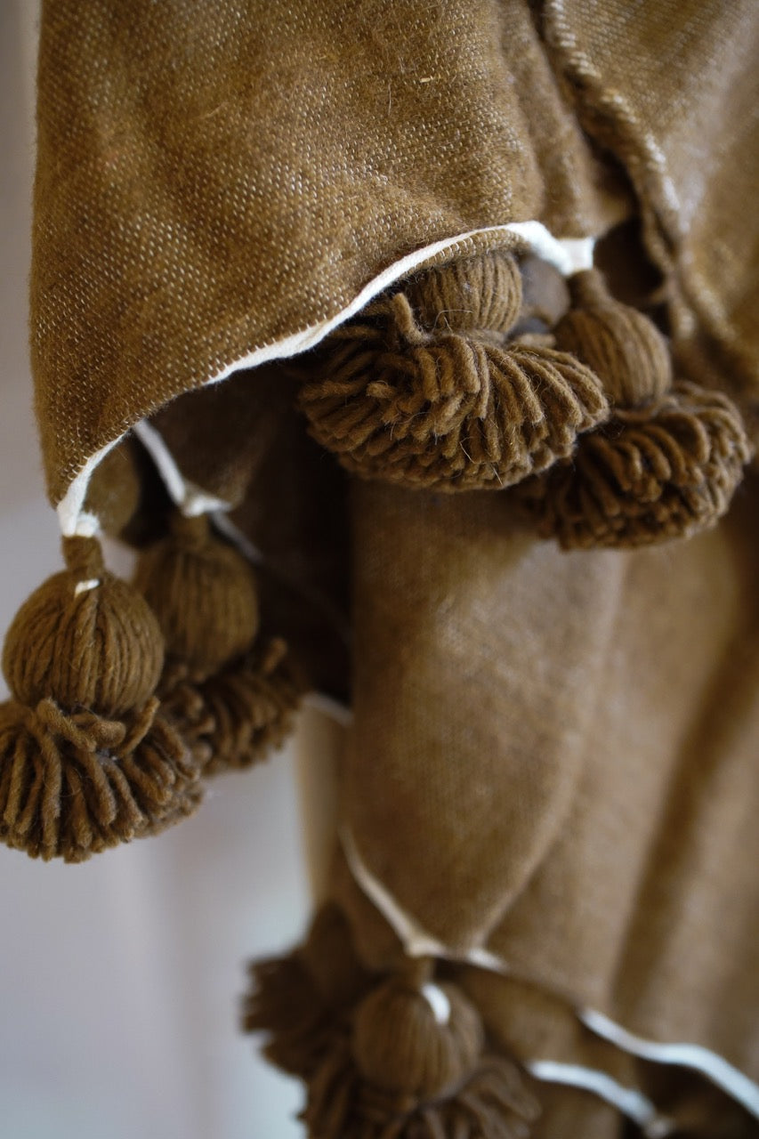 Chocolate Brown Pom-Pom Blanket