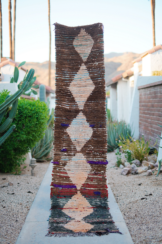 Brown and Mixed Color Diamond Vintage Cotton + Wool Boujad