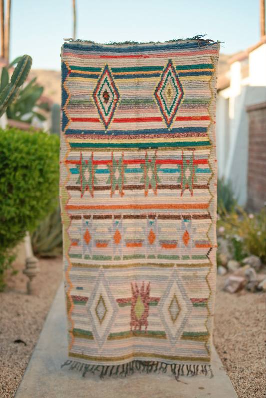 Multicolored Stripe and Geometric Cotton + Wool Vintage Ourika