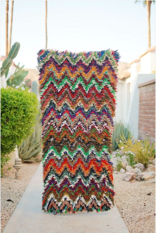 Multicolored Geometric Wool Vintage Boucherouite