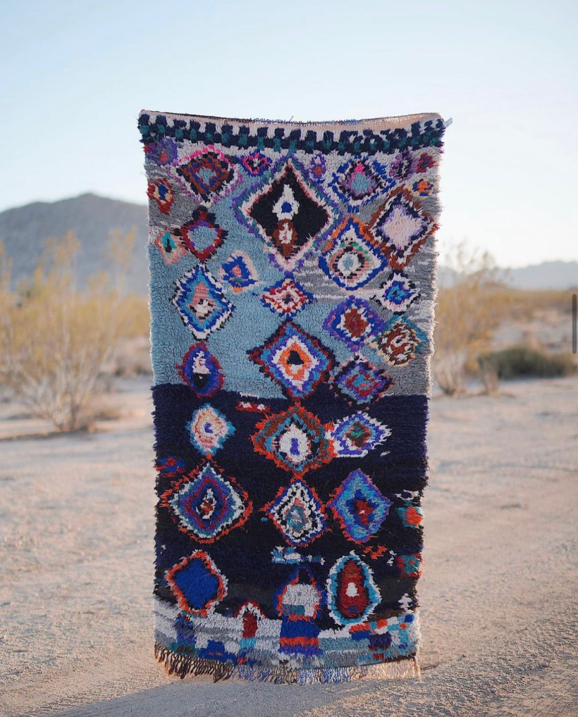 Blue with Multicolor Patterned Cotton Boucherouite