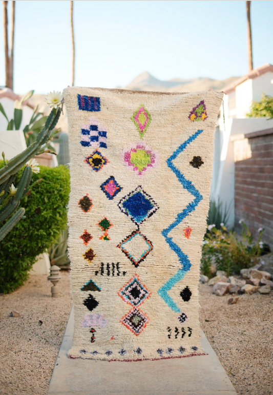 Cream with Multicolored Shape Wool + Cotton Ourika