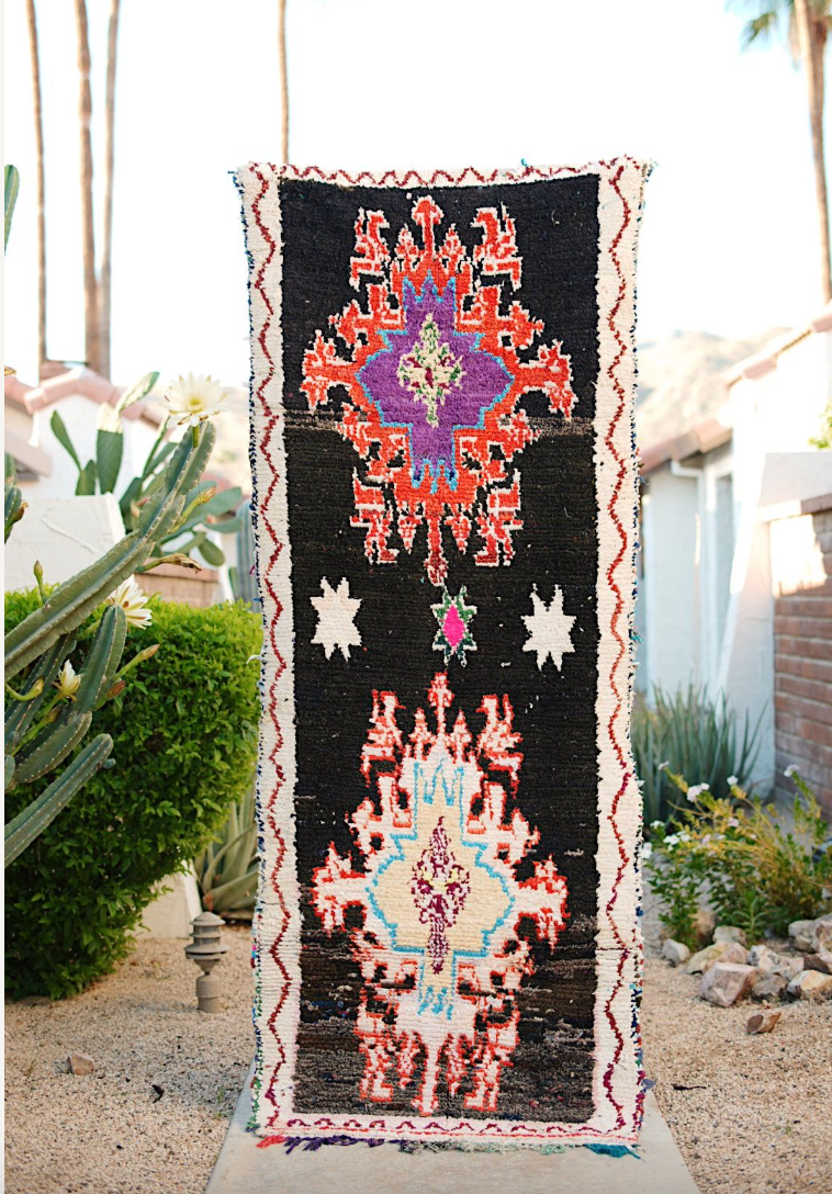 Black with Red and Blue Design Cotton Boucherouite