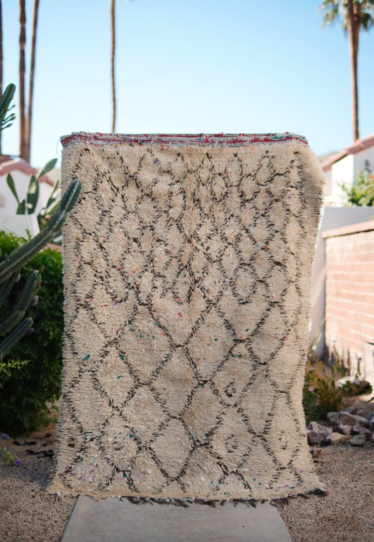 Cream with Black Diamond Wool Contemporary