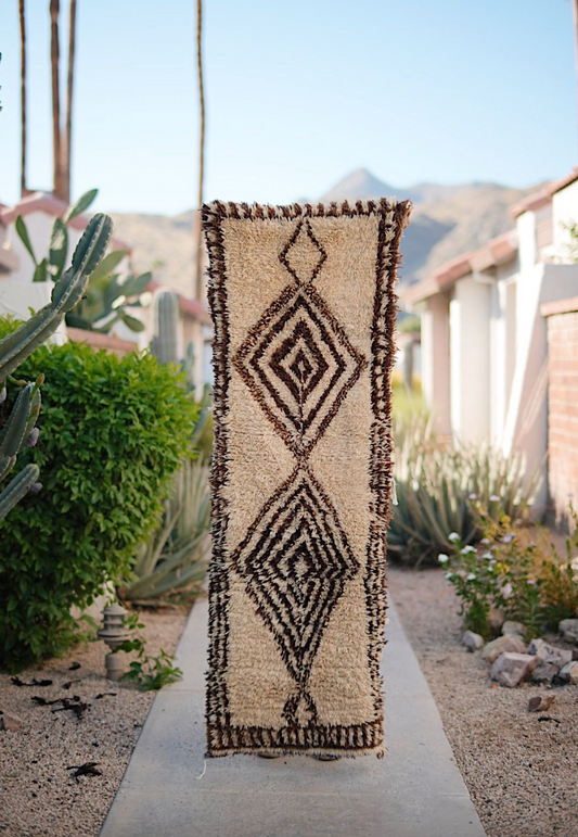Cream with Black Diamond Runner Wool Azilal