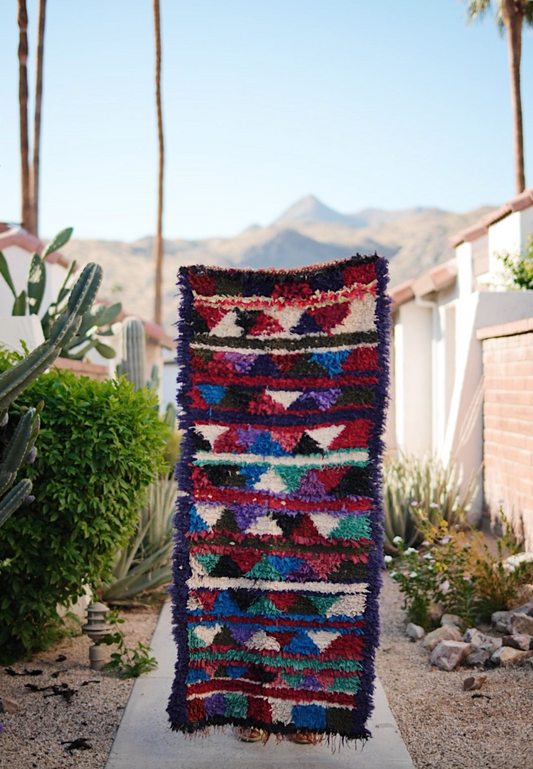 Multicolored Triangle and Striped Cotton Boucherouite