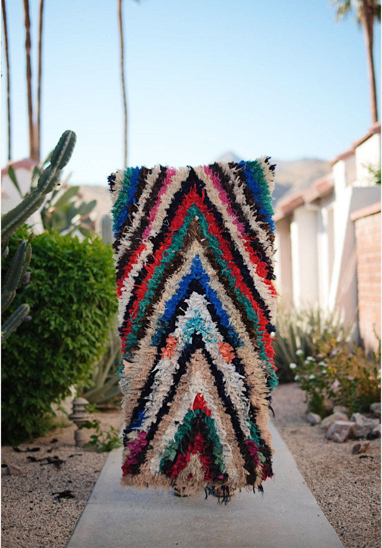 Multicolored Chevron Print Cotton Boucherouite