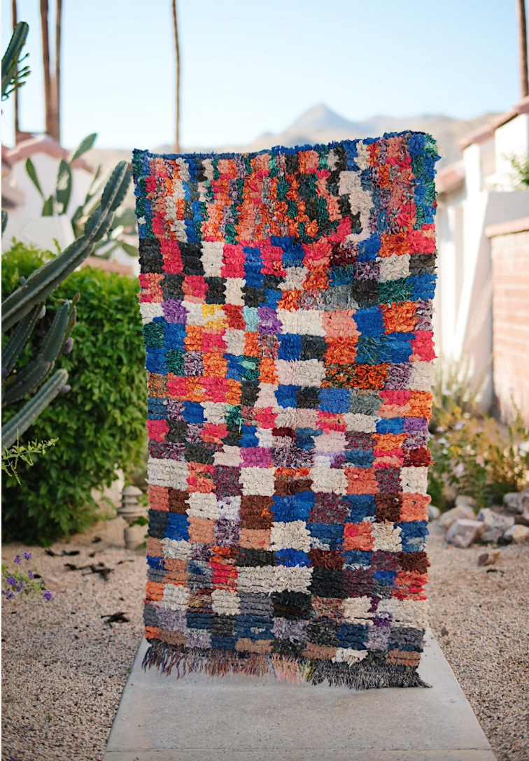 Multicolored Checkered Cotton Boucherouite